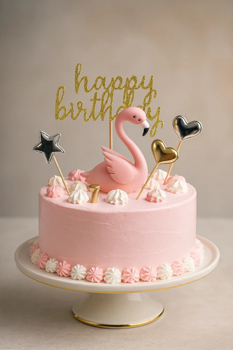 Pink flamingo birthday cake