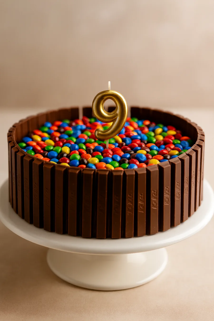 KitKat cake filled with colorful M&M candies